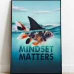 Mindset Matters" Inspirational Goldfish with Shark Fin Canvas Art.