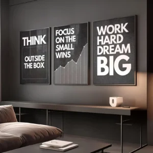 Motivational Quotes Framed Posters for Wall Décor – Perfect for Home, Office & Workspace - 12 X 18 Inches.